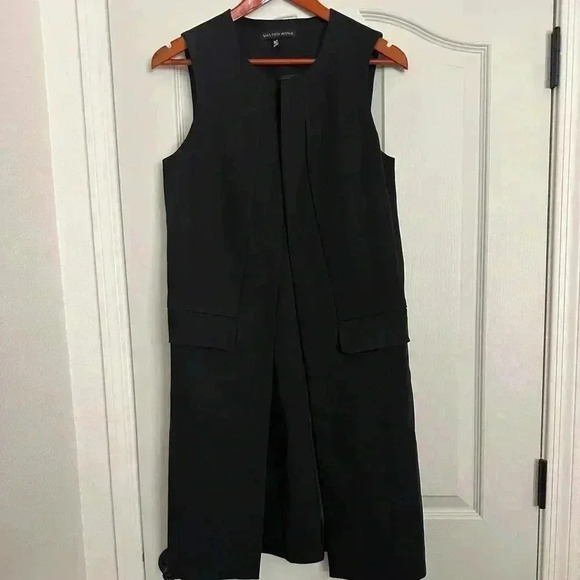 SAKS 5th Avenue Black Long Vest Sleeveless Jacket size XS - Picture 2 of 5